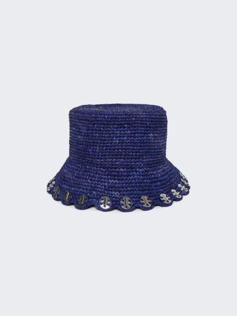 rabanne Raffia Bucket Hat Aqua And Silver