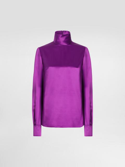 Dolce & Gabbana Silk satin sack top with turtle-neck