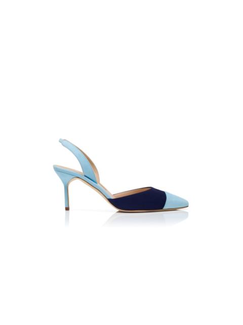 Manolo Blahnik Blue Suede Slingback Pumps