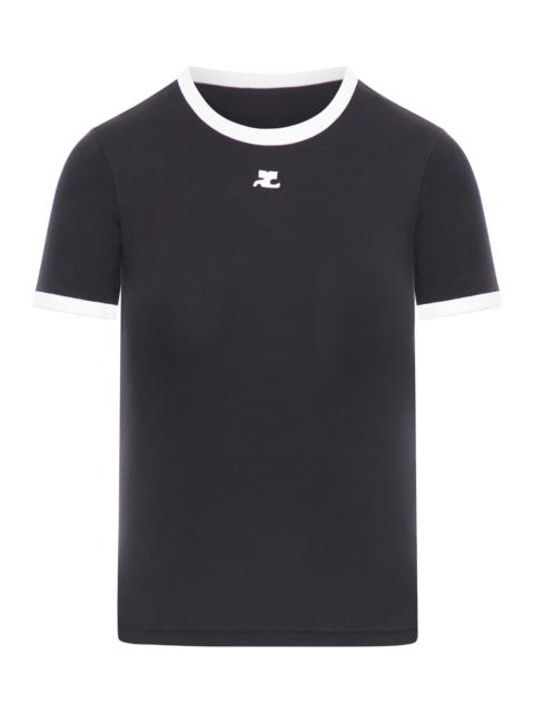 courrèges COTTON T-SHIRT WITH CONTRASTING PROFILES