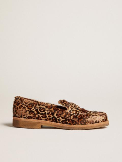 Golden Goose Men's Jerry loafers in leopard-print pony skin