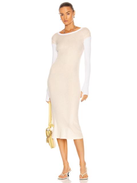 Enza Costa Cashmere Colorblock Long Sleeve Crew Dress