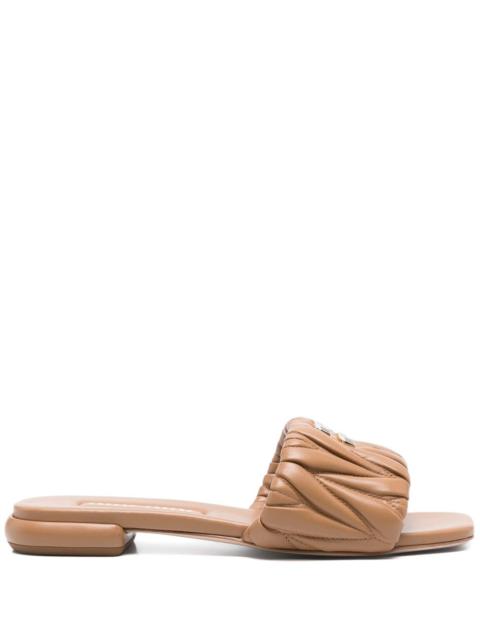Miu Miu Women Matelassé Leather Flat Sandals