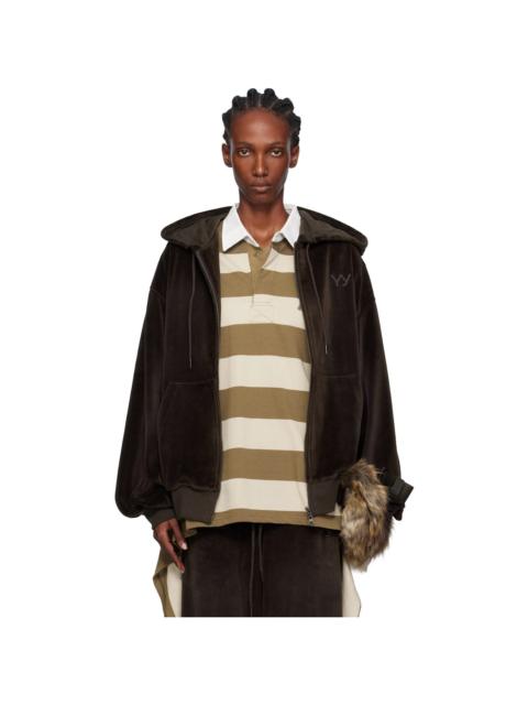 OPEN YY Brown Velour Box Hoodie