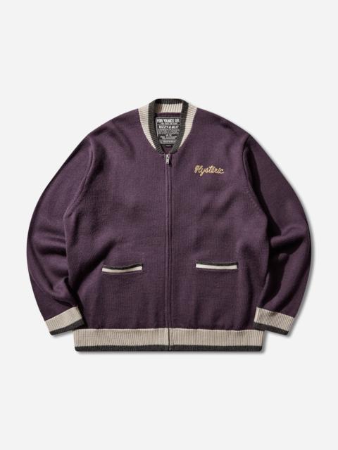 Hysteric Glamour Men's Bored Michigan Embroidered Cardigan Purple
