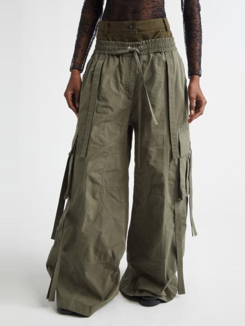 Dolce & Gabbana Dolce&Gabbana Waxed Faille Wide Leg Cargo Pants in Grigio-Verde at Nordstrom