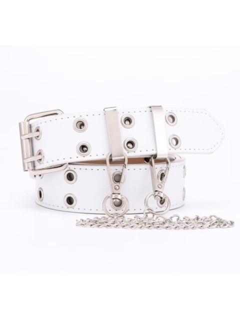 Archival Clothing - Punk rockers Waist chain white pu leather belt