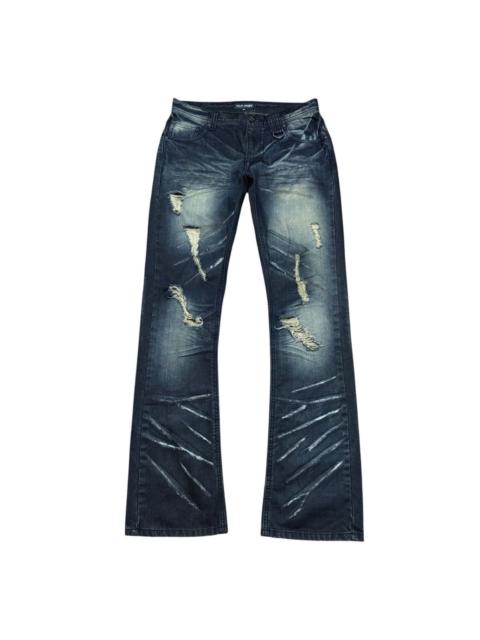 Other Designers Le Grande Bleu (L.G.B.) - Vice Fairy Whisker Distressed Denim Flare Jeans