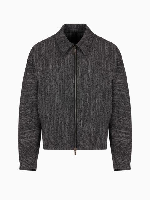 EMPORIO ARMANI Virgin wool-blend compact armure blouson
