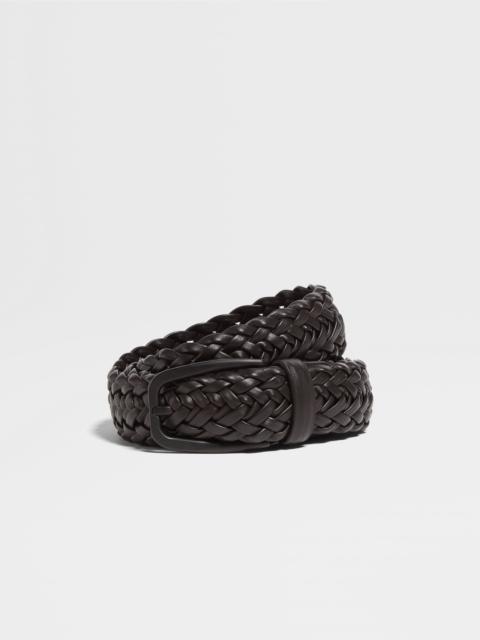 ZEGNA DARK BROWN LEATHER BELT