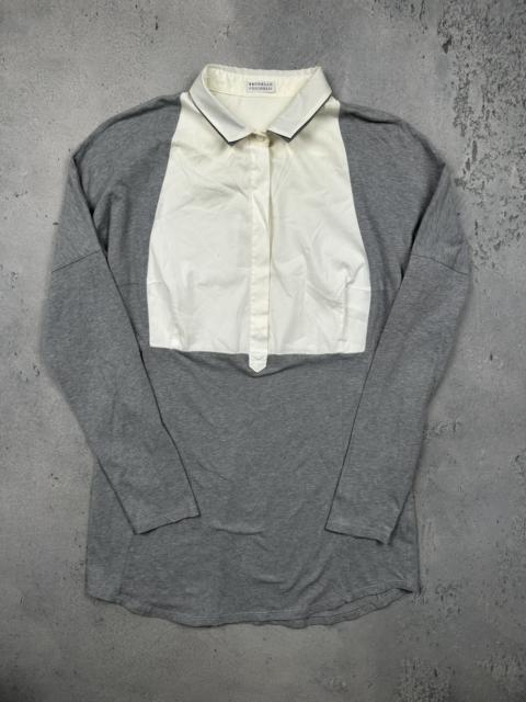 Brunello Cucinelli Brunello Cucinelli Grey Layered Polo Long Sleeve Shirt Italy