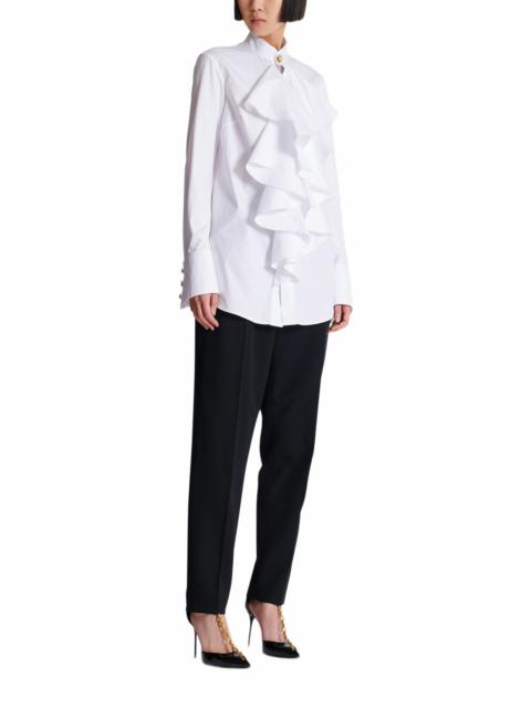 Balmain Balmain Ruffled poplin shirt in White at Nordstrom