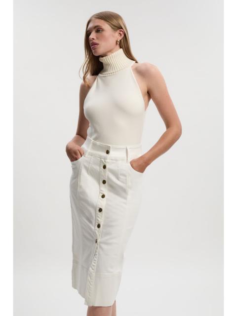 KAREN MILLEN Denim Corset Waist Detail Pencil Skirt