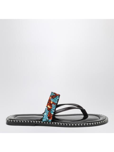 Dries Van Noten Dries Van Noten Black Thong Slip-On Sandals With Sequins Women
