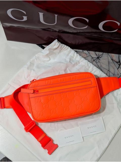 GUCCI Authentic Gucci GG Rubber-Effect Leather Belt Bag