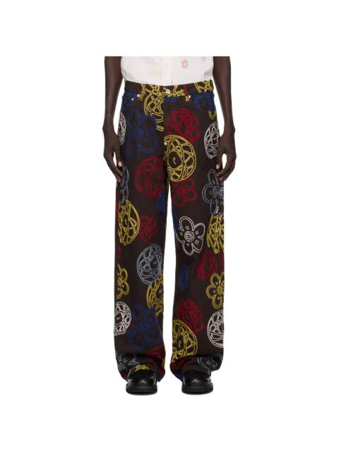 KENZO Brown Kenzo Paris Futura 2000 Edition Embroidered Trousers