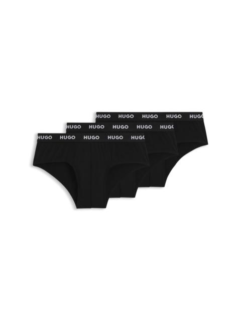 HUGO THREE-PACK OF STRETCH-COTTON BRIEFS WITH LOGO WAISTBANDS