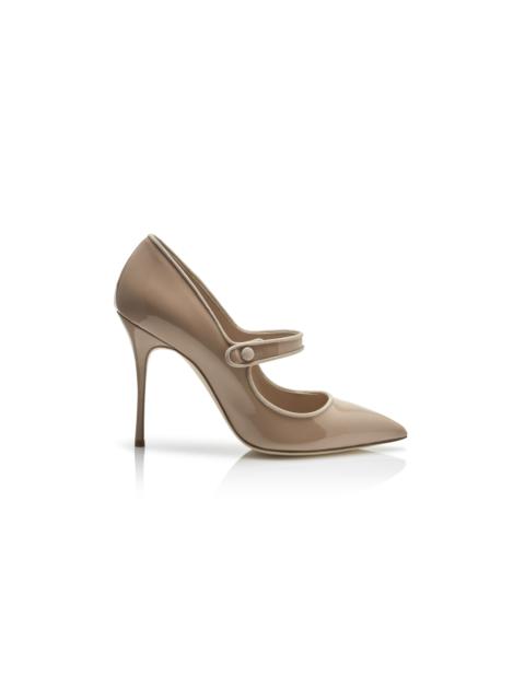 Manolo Blahnik Cool Beige Patent Leather Pointed Toe Pumps