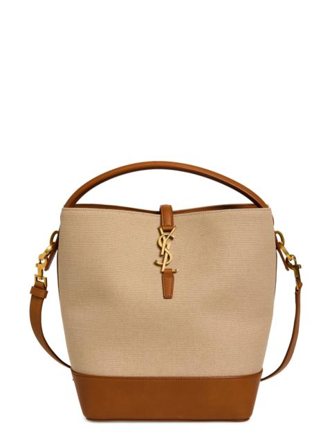 SAINT LAURENT Saint Laurent Le 37 Canvas & Leather Bucket Bag in Desert Dust/Brick at Nordstrom