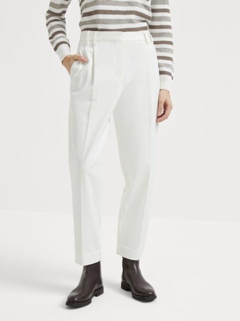 Brunello Cucinelli Stretch cotton cover slouchy trousers with monili