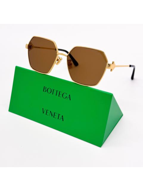 NEW BOTTEGA VENETA BV1224S 005 GOLD BROWN SUNGLASSES