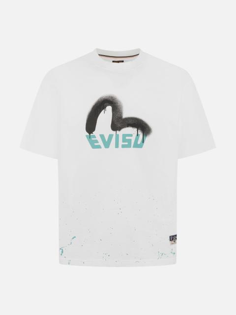 EVISU Logo and Seagull Print Relax Fit T-shirt