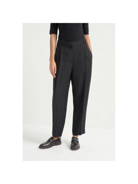 Brunello Cucinelli Brunello Cucinelli Woblack Relaxed Linen Trousers