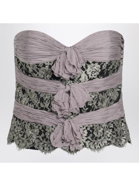 Valentino Valentino Grey/Mauve/Gold Chiffon Silk Top Women