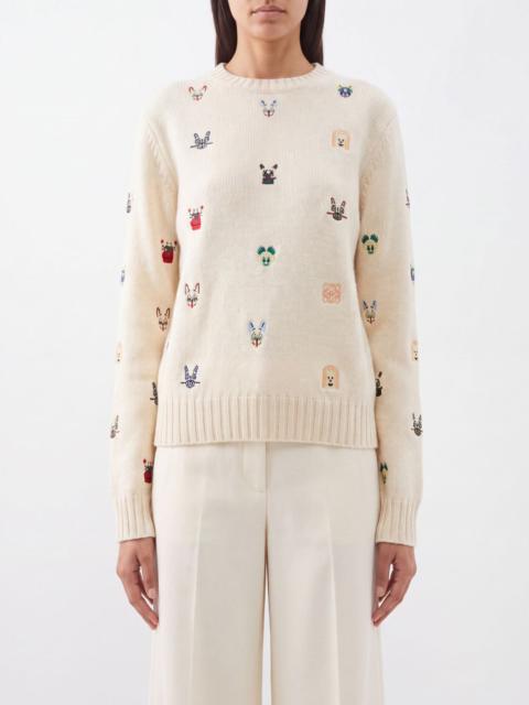 Loewe Loewe Women Anagram Embroidered Wool Blend Crewneck Jumper Loewe