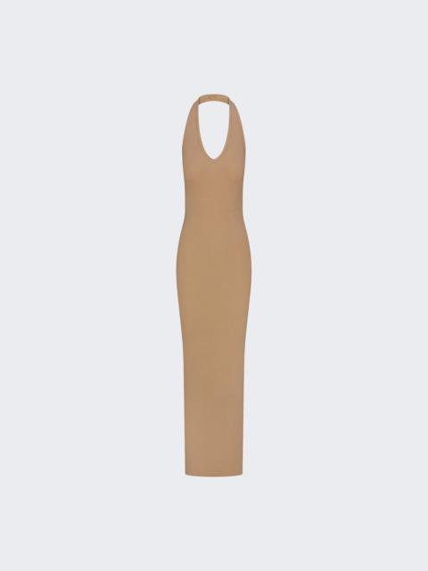 ÉTERNE Halter Maxi Dress Taupe