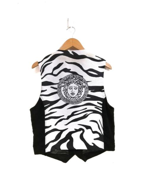 Versace Jean Couture Vest White Tiger Stripe Medusa Head
