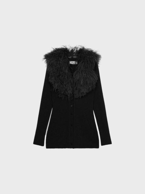 Blumarine WOOL CARDIGAN WITH FEATHER COLLAR