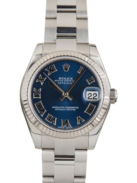 ROLEX Pre-Owned Lady Rolex Datejust 31 Ref 178274 Blue Roman Dial