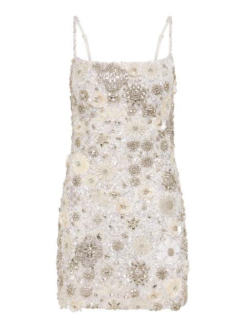 RACHEL GILBERT Francesca Floral Embroidered Tulle Mini Dress ivory