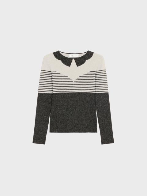 Blumarine LUREX SWEATER WITH TROMPE L'ŒIL MOTIF