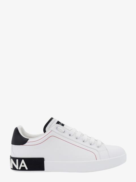 Dolce & Gabbana Leather Sneakers With Contrasting Stitching