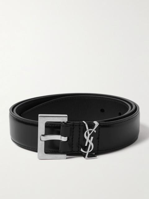 SAINT LAURENT 3cm Leather Belt Black
