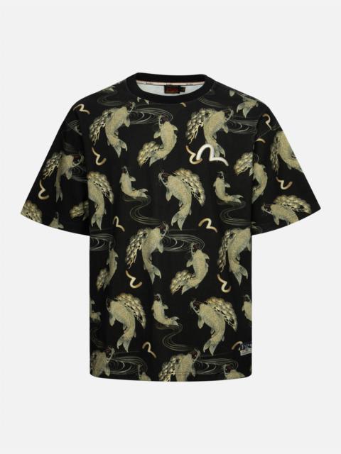 EVISU ALLOVER CARP AND SEAGULL PRINT RELAX FIT T-SHIRT