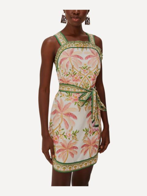 FARM RIO Off-White Palm Dream Angled Mini Dress