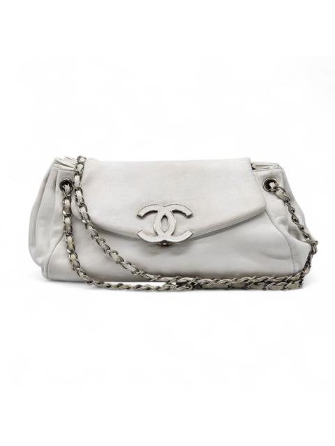 Sensual CC Accordion Flap Bag in White with silver hardware