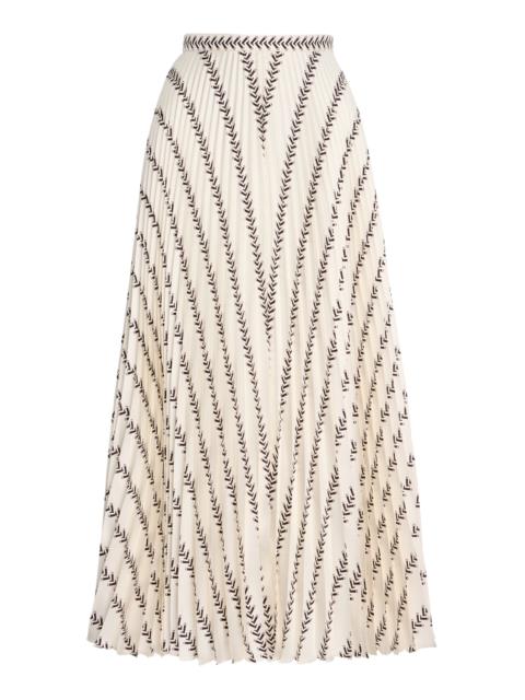 GABRIELA HEARST Eames Boot-Striped Silk Plissé Midi Skirt stripe