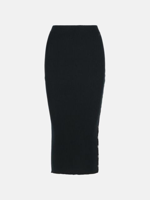 courrèges BLACK MERINO WOOL BLEND SKIRT