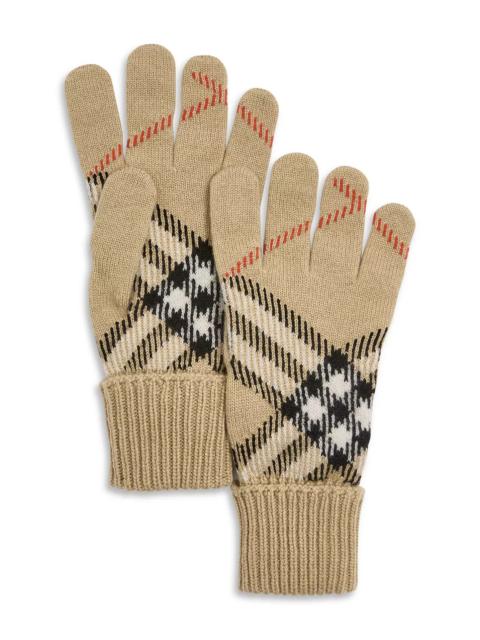 Burberry Check Cashmere Blend Gloves