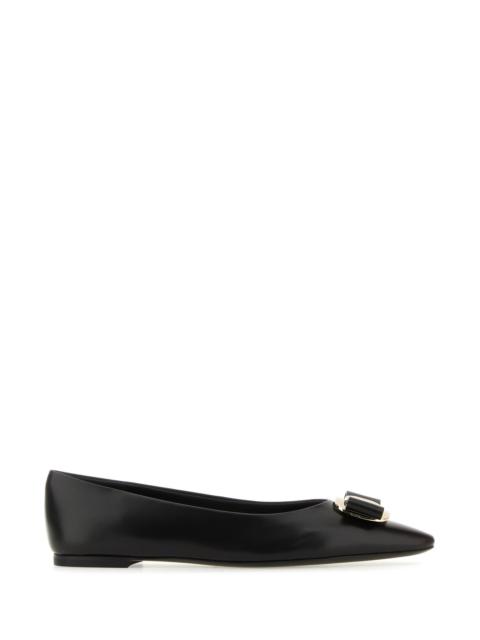 FERRAGAMO Black leather Zea ballerinas