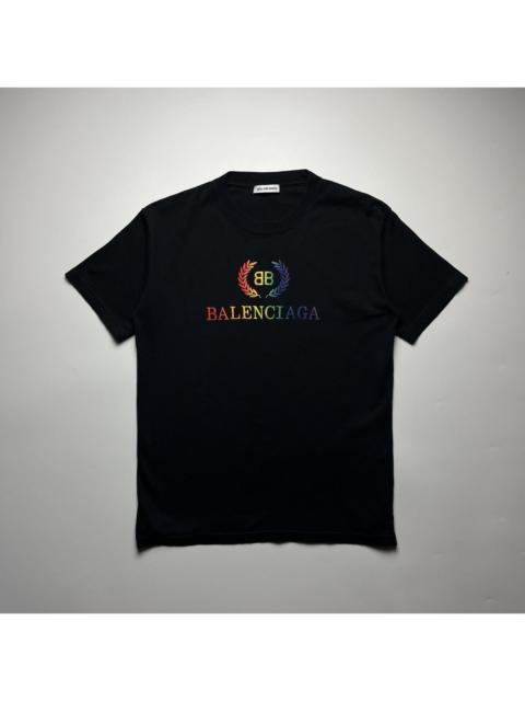 BALENCIAGA Balenciaga Embroidered Rainbow Wheat Logo Tee
