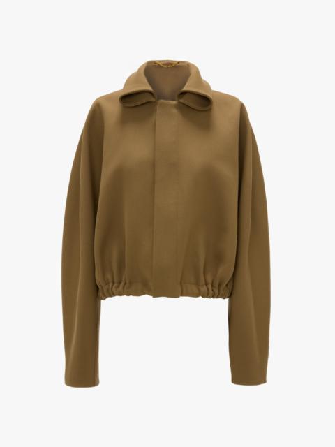 Victoria Beckham Oversized Roll Neck Bomber Jacket In Dark Camel