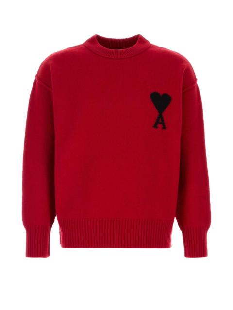 AMI Paris Ami Men Red Wool Sweater