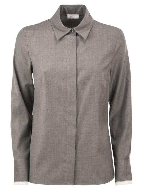 PESERICO Peserico Women Stretch Virgin Wool And Viscose Shirt With Shimmering Cuff Detail