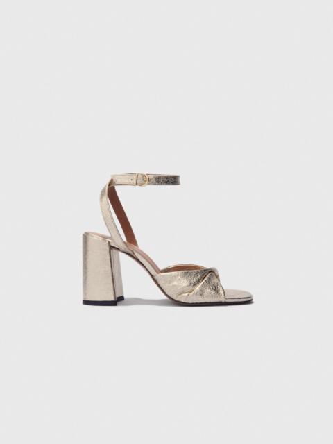 maje Metallic leather sandals with heels