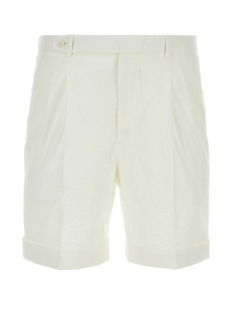 Brioni White cotton Capri bermuda shorts